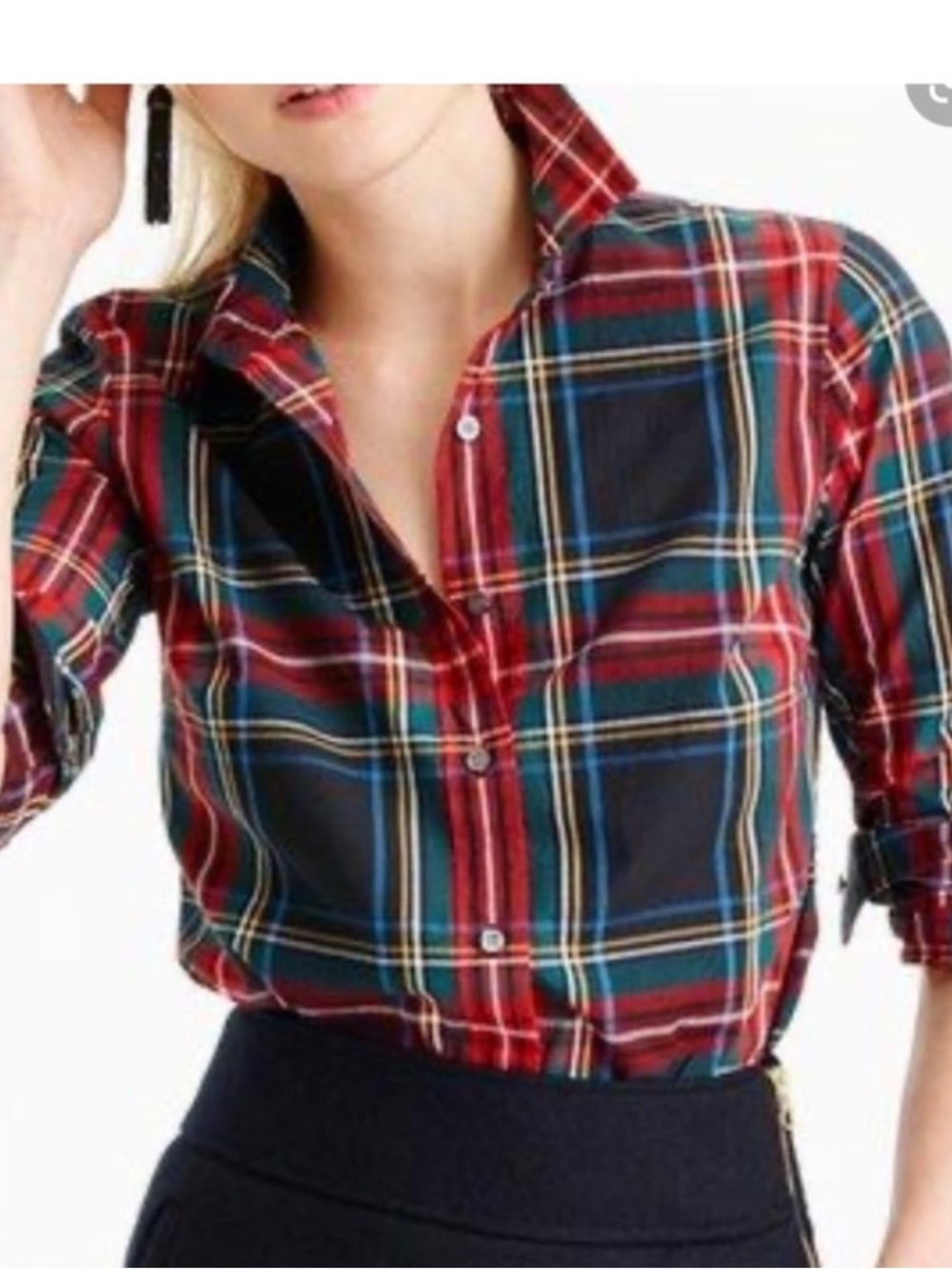 J Crew Perfect Shirt Stewart Plaid - Picture 2 of 10